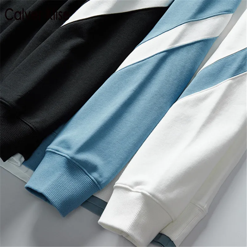 

Calver Klise New Casual Autumn Winter Patchwork Tops Men Pullover Loose Youth Long Sleeved Sweatshirt Printing Clothing
