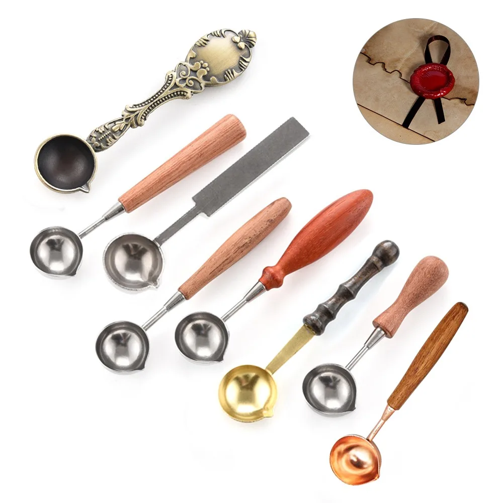 

Retro Sealing Wax Furnace Stove Pot Wood Handle Sealing Wax Spoon For Wax Sealing Decorative Wax Stamp Craft Gift