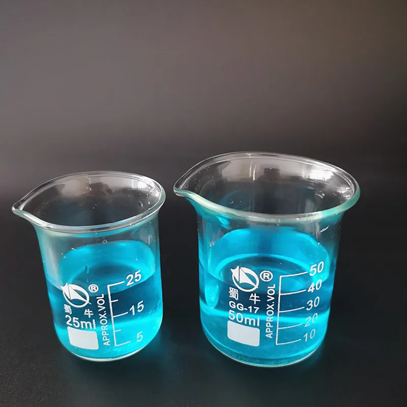 

2pcs/set 25ml/50ml Glass Beaker For Laboratory Tests, Measuring Cup Volumetric Glassware For Lab Experiments