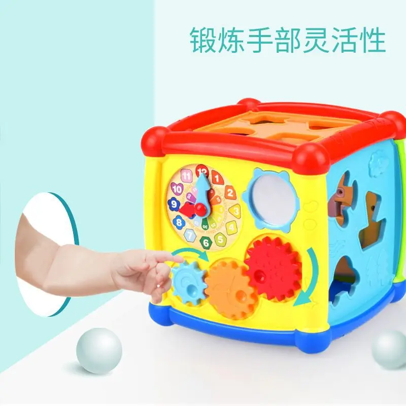 

Baby Fun Smart Cube Shape Matching Toys Building Blocks 6 in 1 Box for Kids Early Learning Development Color & Shape Sorter Game