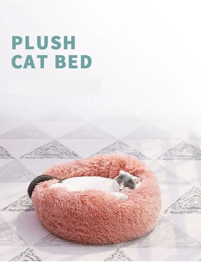 

Super Soft Pet Bed Kennel Dog Round Cat Winter Warm Sleeping Bag Long Plush Large Puppy Cushion Mat Portable Cat Supplies