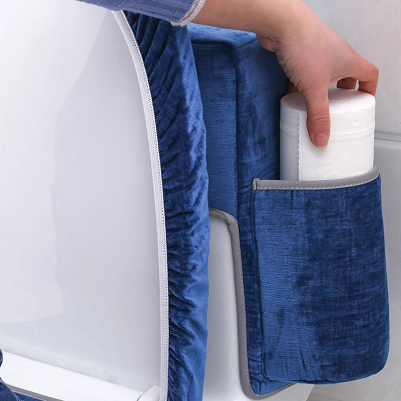 Чехол на сиденье унитаза 3 предмета в комплекте бархатная теплая подушка бытовой