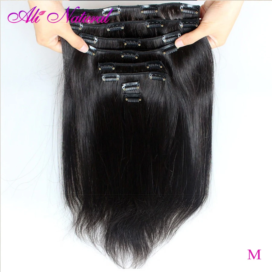 Ali натуральные бразильские прямые волосы на заколке для наращивания