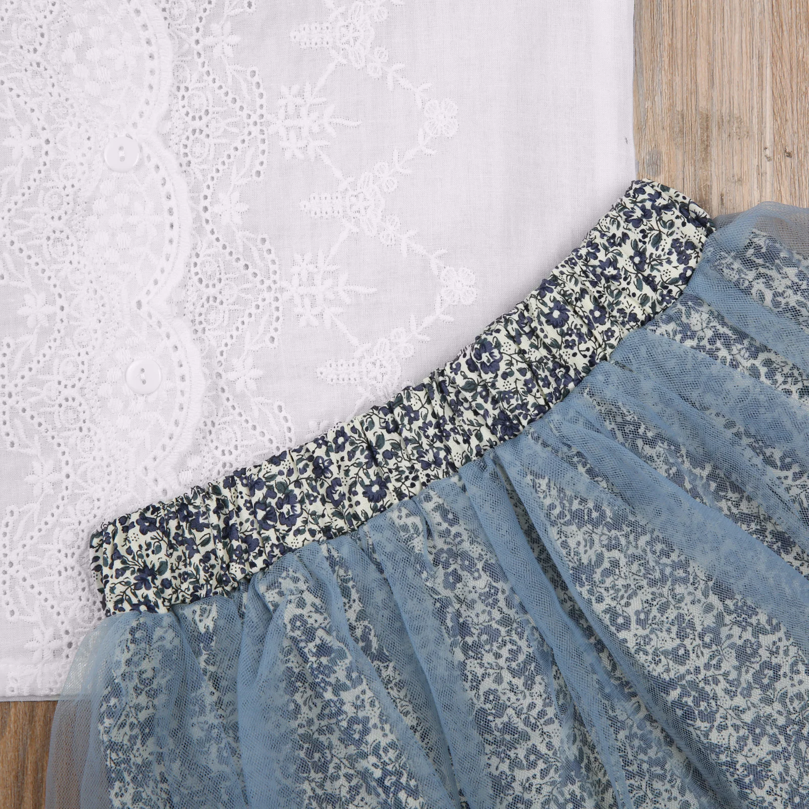 

Toddler Kids Baby Girls Summer Clothes lovely Sets Sleeveless V-neck lace Bowknot Blouse Leopard Mesh Skirts Light Blue Pink