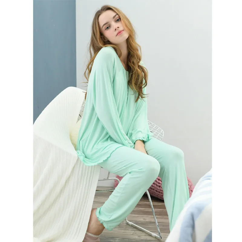 Пижама для беременных ночная рубашка с длинным рукавом + штаны 2 шт./компл. | Мать и