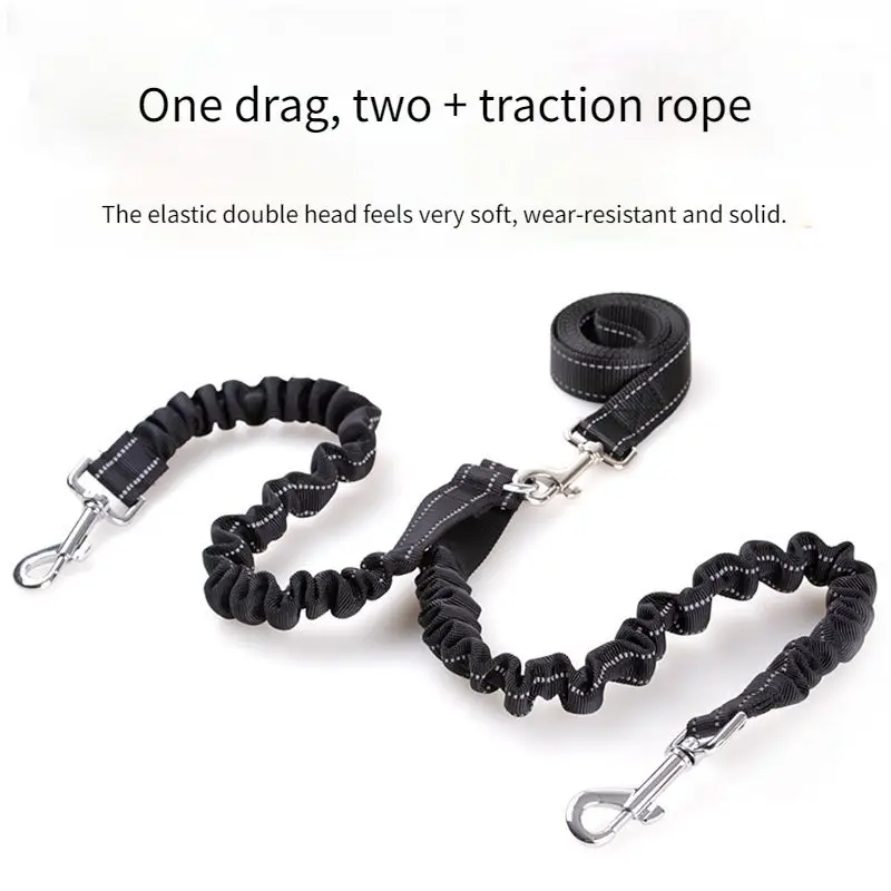 

Dog Leash Double-headed Dog Pull Rope Telescopic Dog Rope Pet Belt Buffer One Drag Two Traction Rope Dog Harness