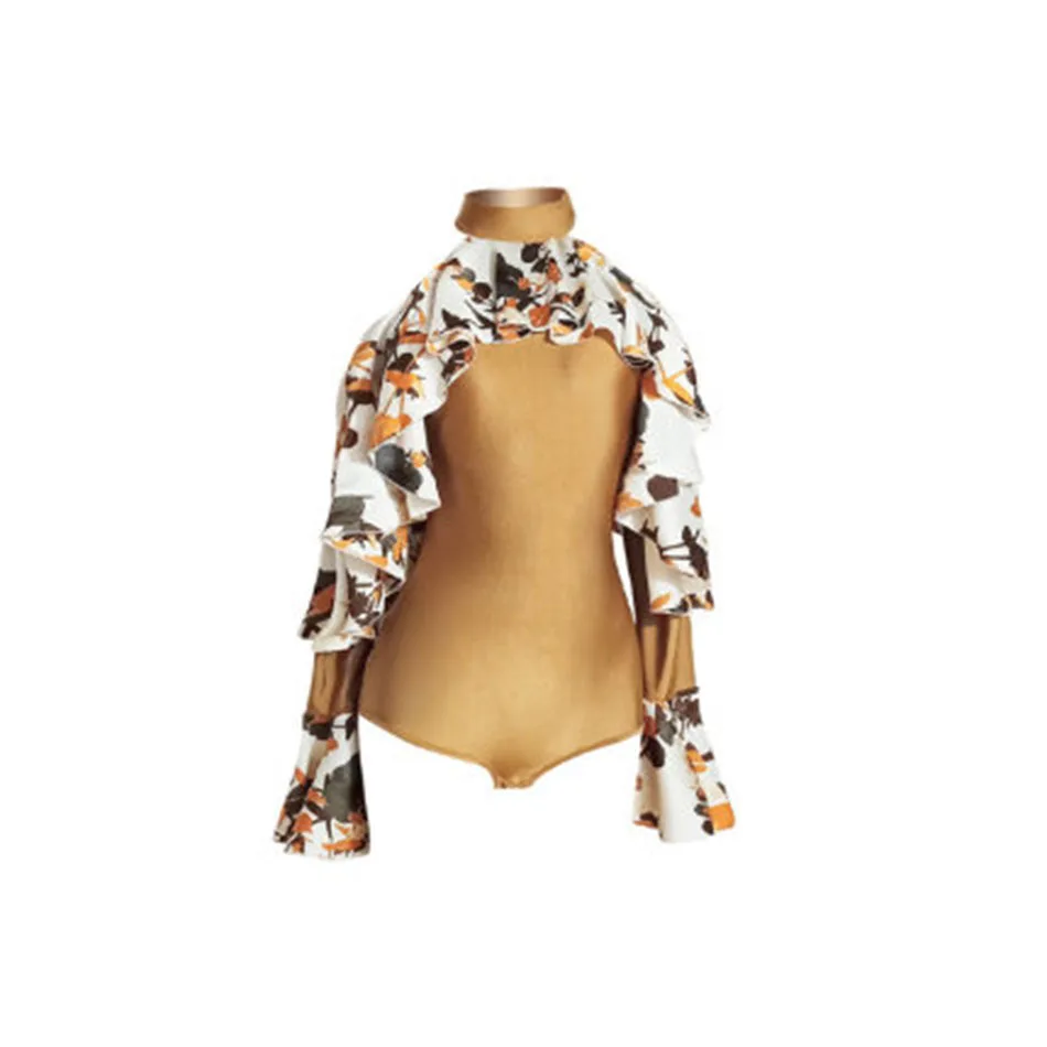 Женский комбинезон для латиноамериканских танцев лоскутный дизайн лотоса TL909