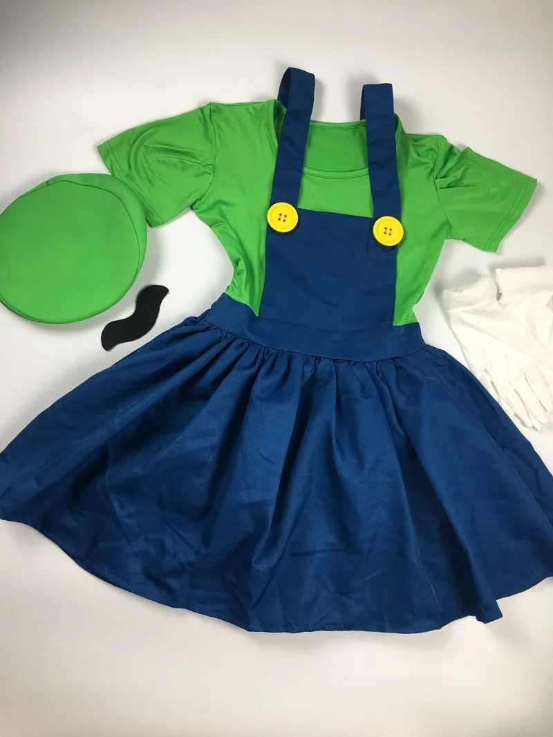 

Halloween Super Mario Luigi Bros Costume Women Sexy Dress Plumber Costumes Adult Mario Bros Cosplay Costume Fancy Dress Fantasia