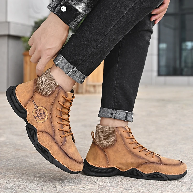 

Новинка Осень-зима 2021, мужские ботинки, трендовая повседневная обувь из спилка, мужские Модные ботильоны, рабочая обувь, мужская повседневн...