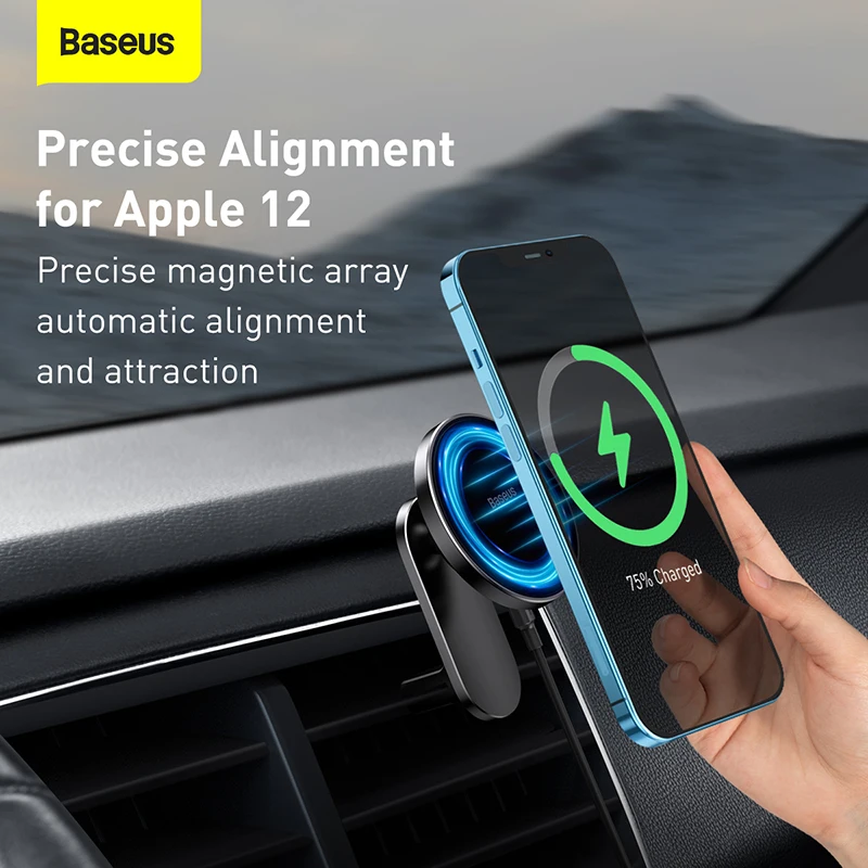 baseus magnetic wireless charger for iphone 12 pro max car holder fast wireless charging quick charger car mount for iphone free global shipping