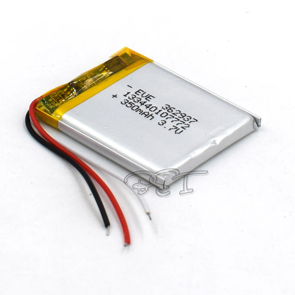 3.7V 350mAH 362937 3Wire Li-Polymer Rechargeable Lithium Li-ion Battery For Toy Recorder GPS MP3 MP4 Bluetooth Glasses Navigato