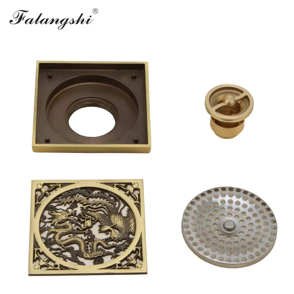 100х100 мм Сливная крышка для пола медный душевой трап с изображением античного