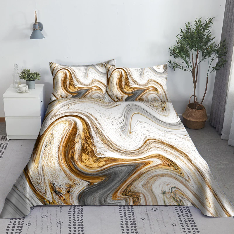 Постельное белье из полиэстера постельное с наволочкой позолоченное зеленым