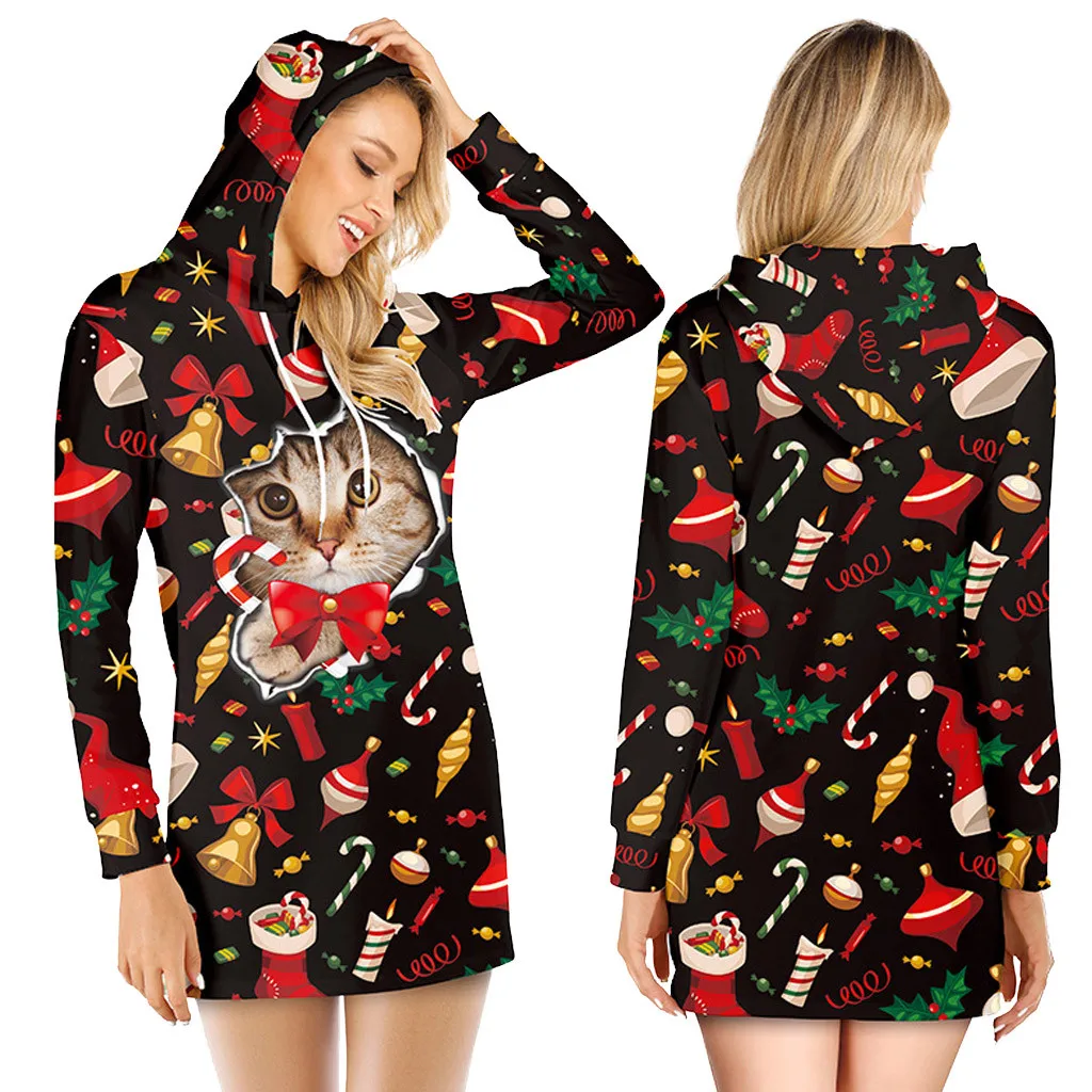 Женское уютное платье с капюшоном женское костюм на Хэллоуин осенне зимнее