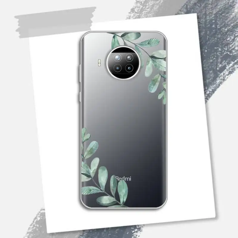 

Watercolor plants with flowers Phone Case Transparent for Xiaomi Redmi note 10 t 8 9 pro lite 11