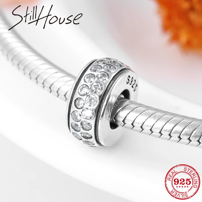 Женские круглые бусины из серебра 925 пробы с фианитом | Украшения и аксессуары