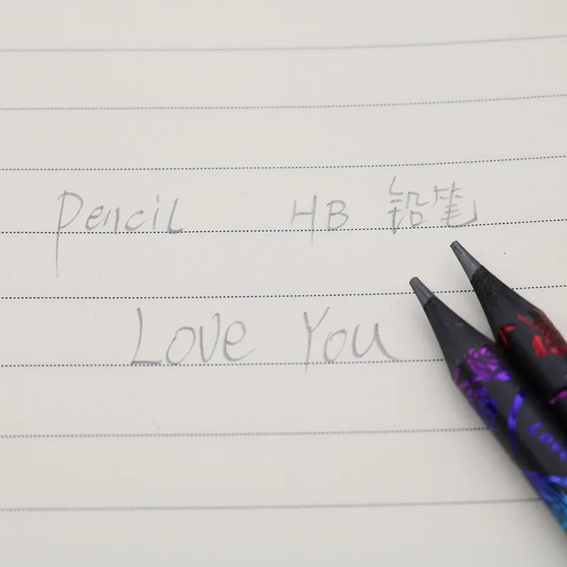 

6 Pieces / Set, HB Color Printing Diamond HB Pencil Black Imitation Wood Student Pencil School Drawing Writing Children'S Prize