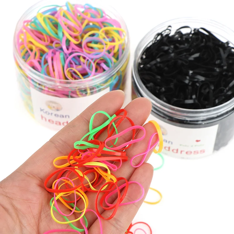

1000pcs Colorful Disposable Small Rubber Band Women Hair Tie Leather Cover Hair Band Hair Rope High Elasticity Durable Headdress