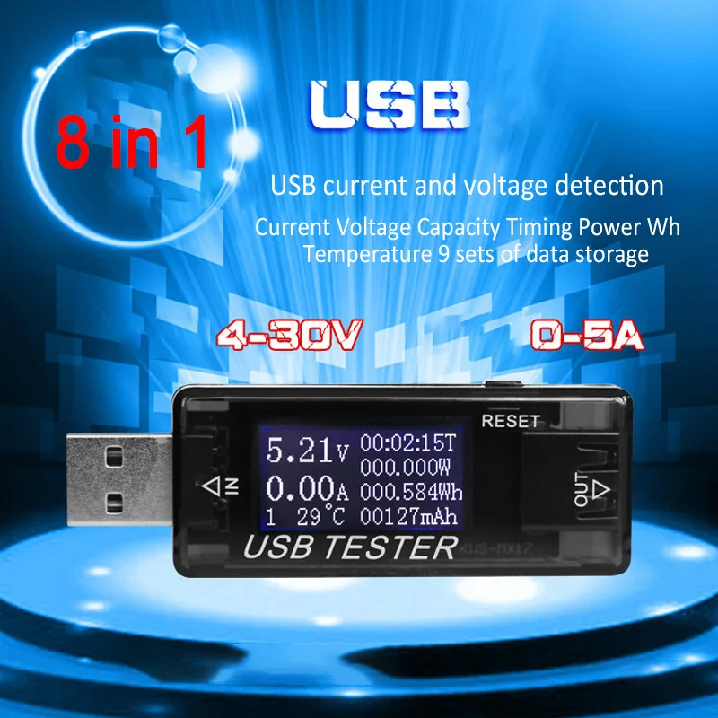 Тестер емкости USB 8 в 1 QC2.0 3 0 4 30 измеритель напряжения тока вольтметр амперметр