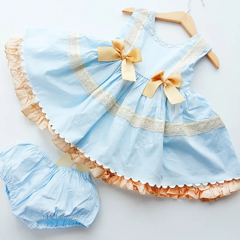 

Children's Spanish Dresses Kids Princess Clothing for Girl 2021 New Birthday Party Dress Bow Lace Baby Girl Boutique Frocks