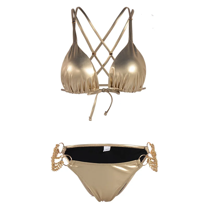 Набор бикини с перекрестной повязкой сексуальный однотонный купальник женский