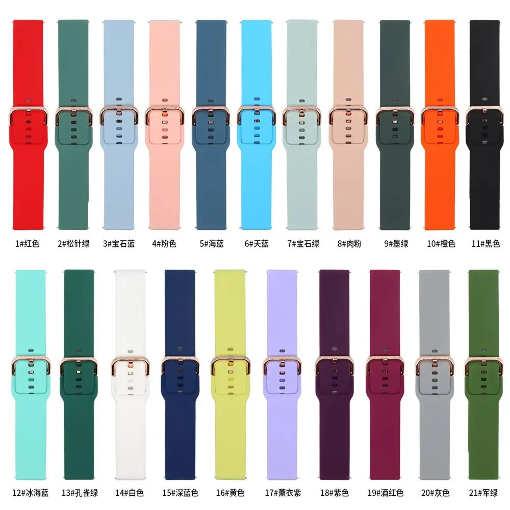

Ремешок силиконовый с цветной пряжкой для Xiaomi Huami Amazfit Bip, браслет для Samsung Galaxy Watch Active 2 S2/3 41, 20 мм