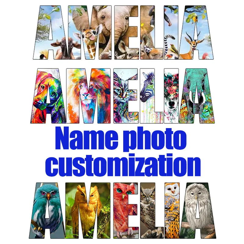 Алмазная живопись 5D с именем на заказ животное стразы вышивка крестиком