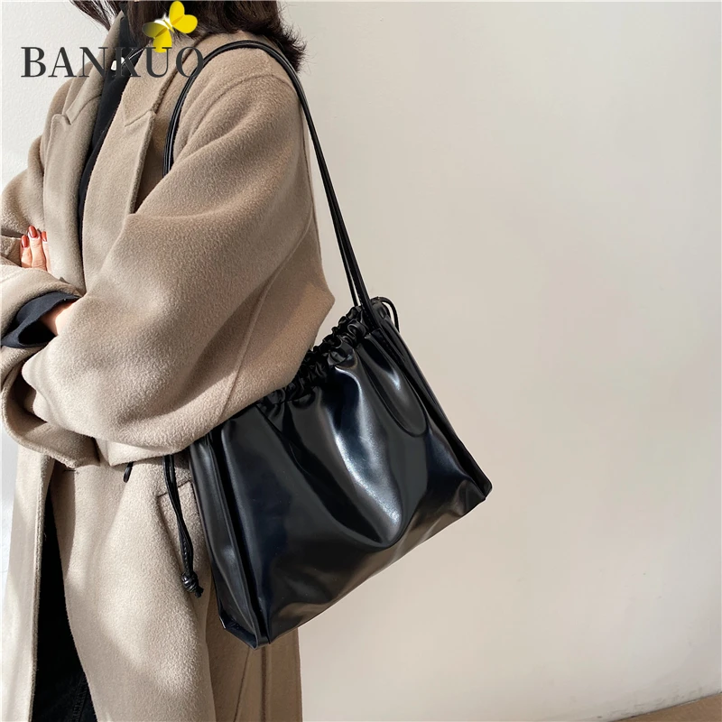 

BANKUO Vintage Drawstring Crossbody Bucket Bag Luxury Woman Bag Female Shoulder Handbags PU Messenger Crossbody Bags Z286
