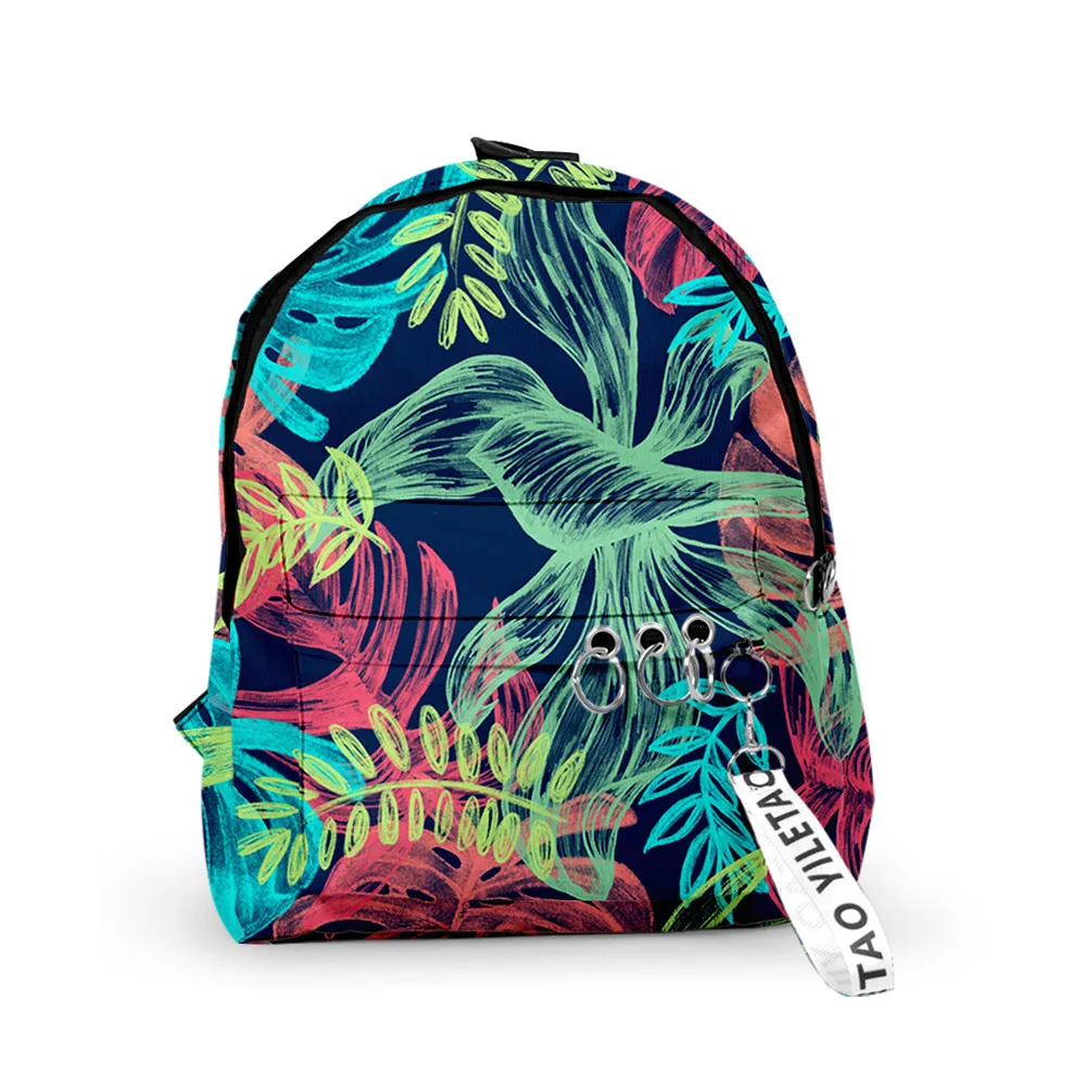 

Classic New Leaf pattern School Bags Travel Bags Boys Girls Cute Small Bags 3D Oxford Waterproof Key Chain Notebook Backpacks