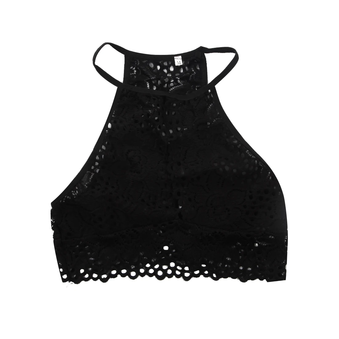 

Ladies Sexy Women Back Cut Out Bustier Bra Sleeveless Off Shoulder Lace Floral Hollow Out Solid Causal Short Vest Crop Tops Tank