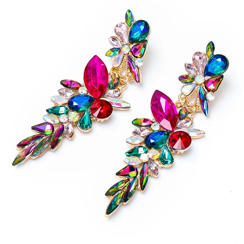 

New Arrivals Rhinestone Long Drop Earrings For Women Girl Party Wedding Jewelry Shiny Dangle Statement Pendant Earring 2021