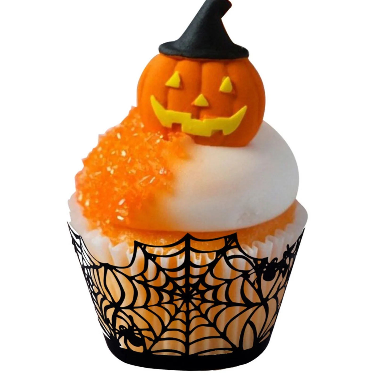 50 шт./лот Hallowen черный кружевной Паук Паутина вырезать кекс выпечки чашка Маффин