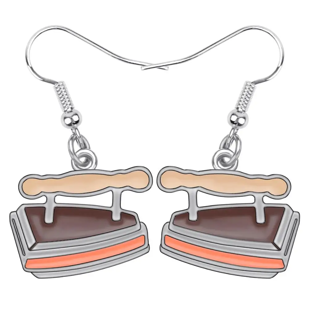 Bonsny Fashion Big Long Enamel Alloy Iron flatiron Tools Dangle Drop Earrings 2018 News Jewelry For Girls Women | Украшения и