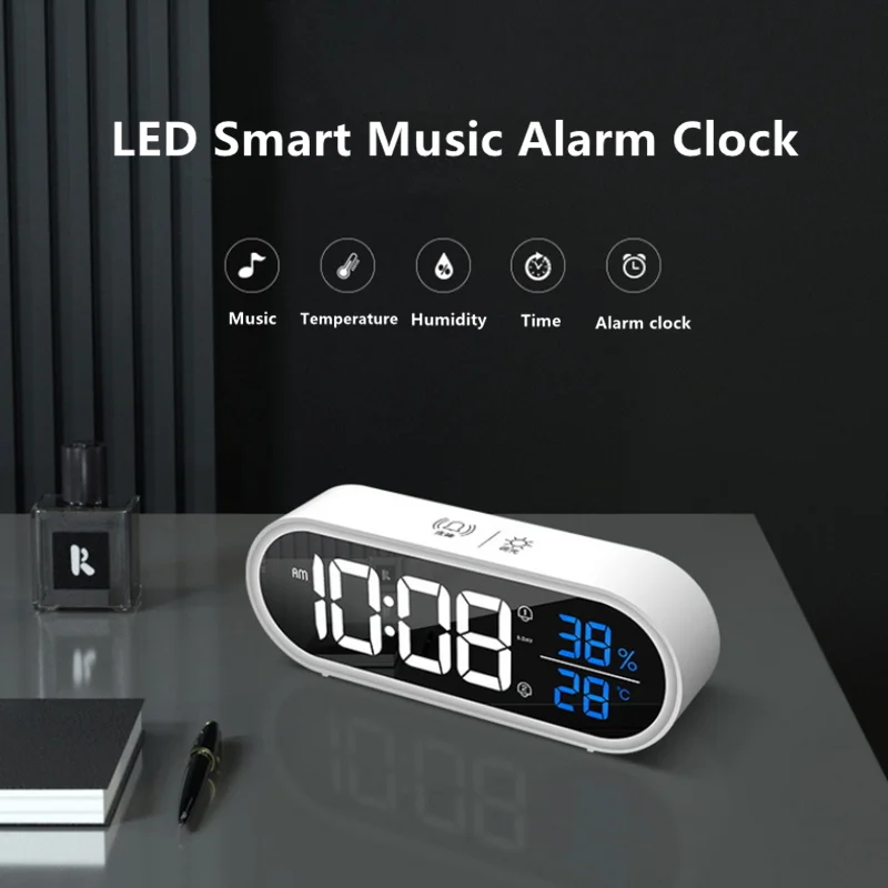 Цифровой светодиодный Будильник XIAOMI Youpin с голосовым управлением функцией