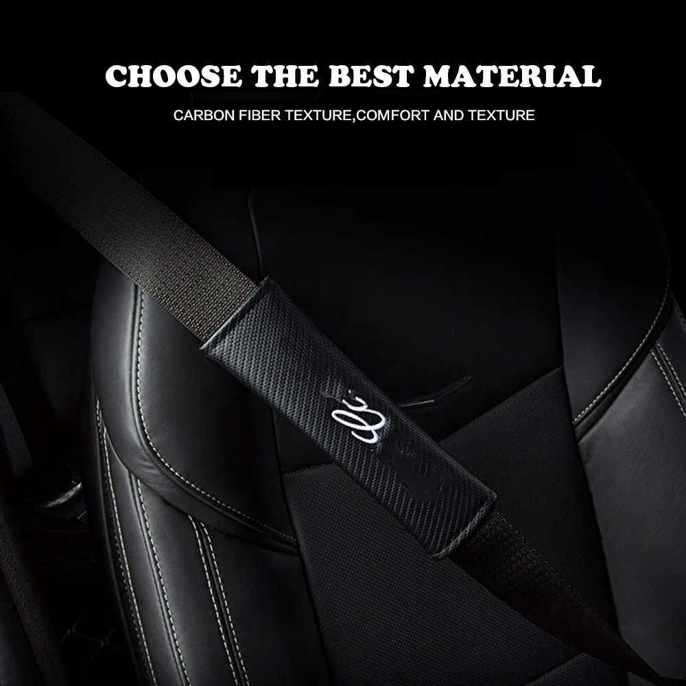 

2 Pcs Carbon Fiber Embroidery Emblem For Cadillac Auto Logo Seat Belt Cover Case Car Safety Seabelt Shoulder Padding Styling New