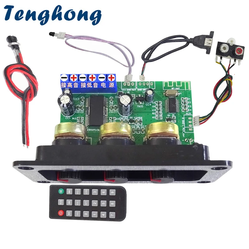 

Tenghong Bluetooth 5.0 Mono 30W 8 Ohm Subwoofer Amplifier Home Audio Speaker Power Amplifier Board AUX USB Sound Amplificador