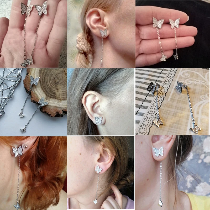 Женские сережки с серебряным покрытием Jclowsexy сверкающие сережки-бабочки из микро