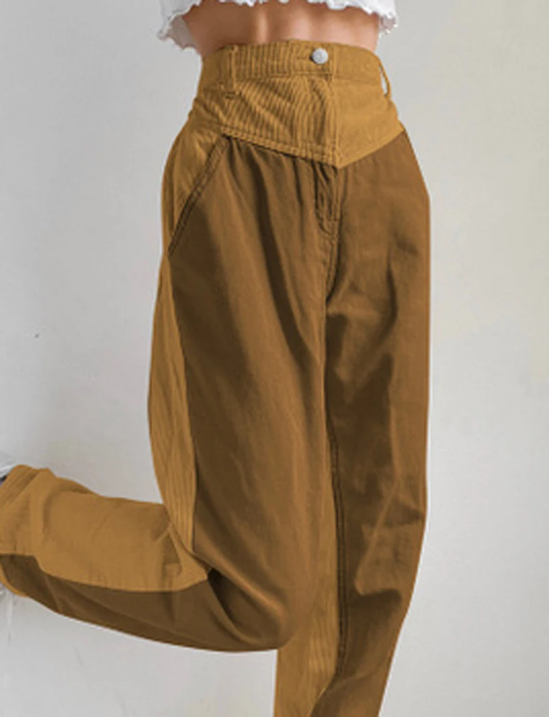 

2021 Women Straight Pants Button High Waist Loose Spring Autumn Casual Fashionable Sports Elegant Ladies Trousers Clothing