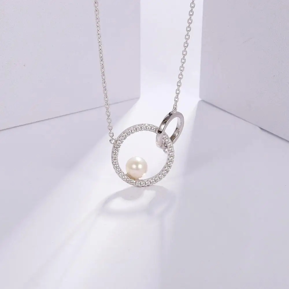 Женское ожерелье из серебра 925 пробы с натуральным пресноводным жемчугом |