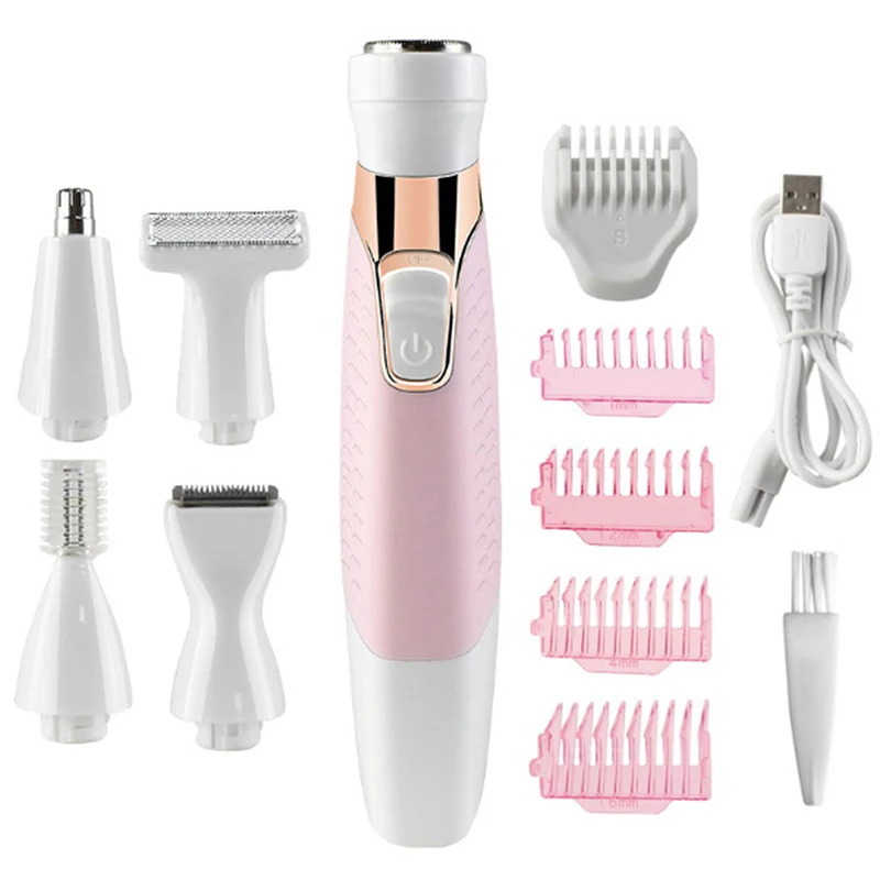 

5 in 1 Nose Hair Trimmer Electric Eyebrow Shaving Removal Cutter Cordless for Women Face Body Underarms Skin Care Repair Tool