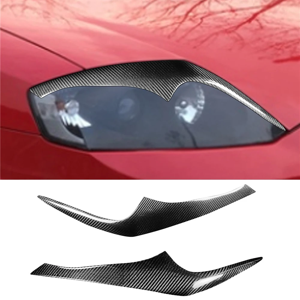 Real Carbon Fiber  Exterior Front Headlight Eyelids Eyebrow Decoration Cover for Hyundai Tiburon Coupe 2003-2006 Car Accessories