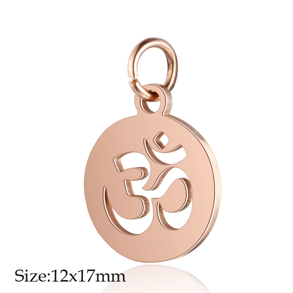 5pcs Rose Gold OM Charms - Stainless Steel Heart, Dog Paw, Sun, Star, and Hamsa Hand Pendants - Wholesale Jewelry Supplies image 5