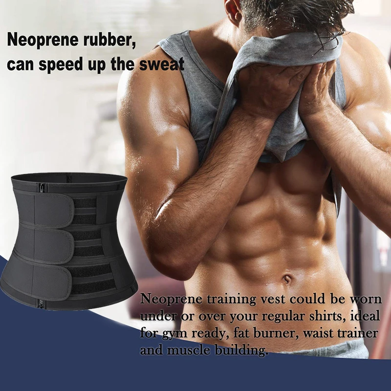 

Men Neoprene Body Shaper Sauna Workout Waist Trainer Trimmer Belt for Weight Loss Sweat Belly Belt with Double Straps Shapewear