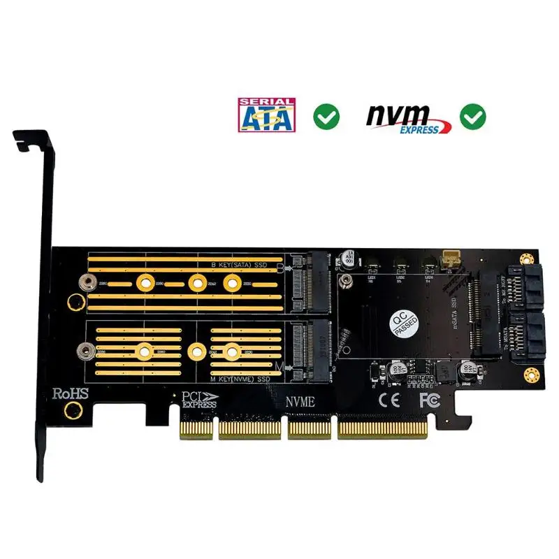 3 в 1 msata m 2 pcie nvme ssd для pci e 30 4x sata 30 адаптер для m2 nvme ahci