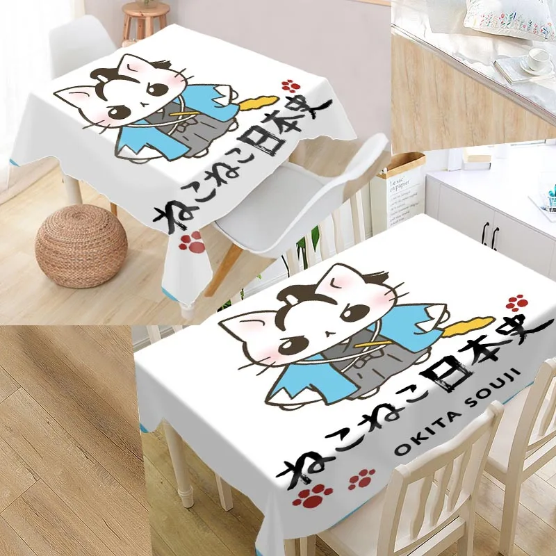 

Cat Japan History Custom Table Cloth Oxford Fabric Rectangular Waterproof Oilproof Table Cover Family Party Tablecloth