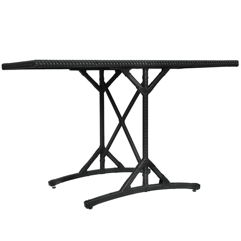 Набор из 3 предметов черный ротанговый стол с подушками стеклянный верх прочный