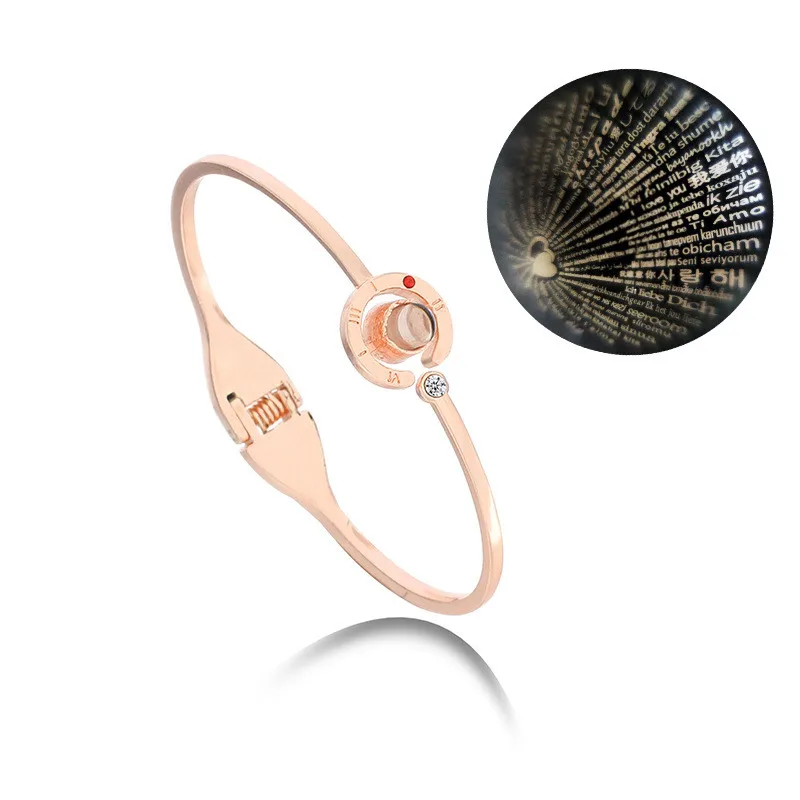 Дропшиппинг розовое золото 100 языков я люблю тебя браслет из стали римские цифры