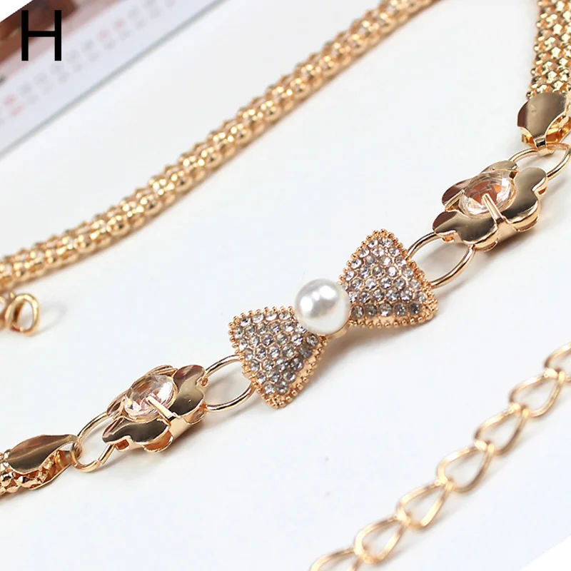 Женский ремень с цветами Золотистый металлический пояс кристаллами и