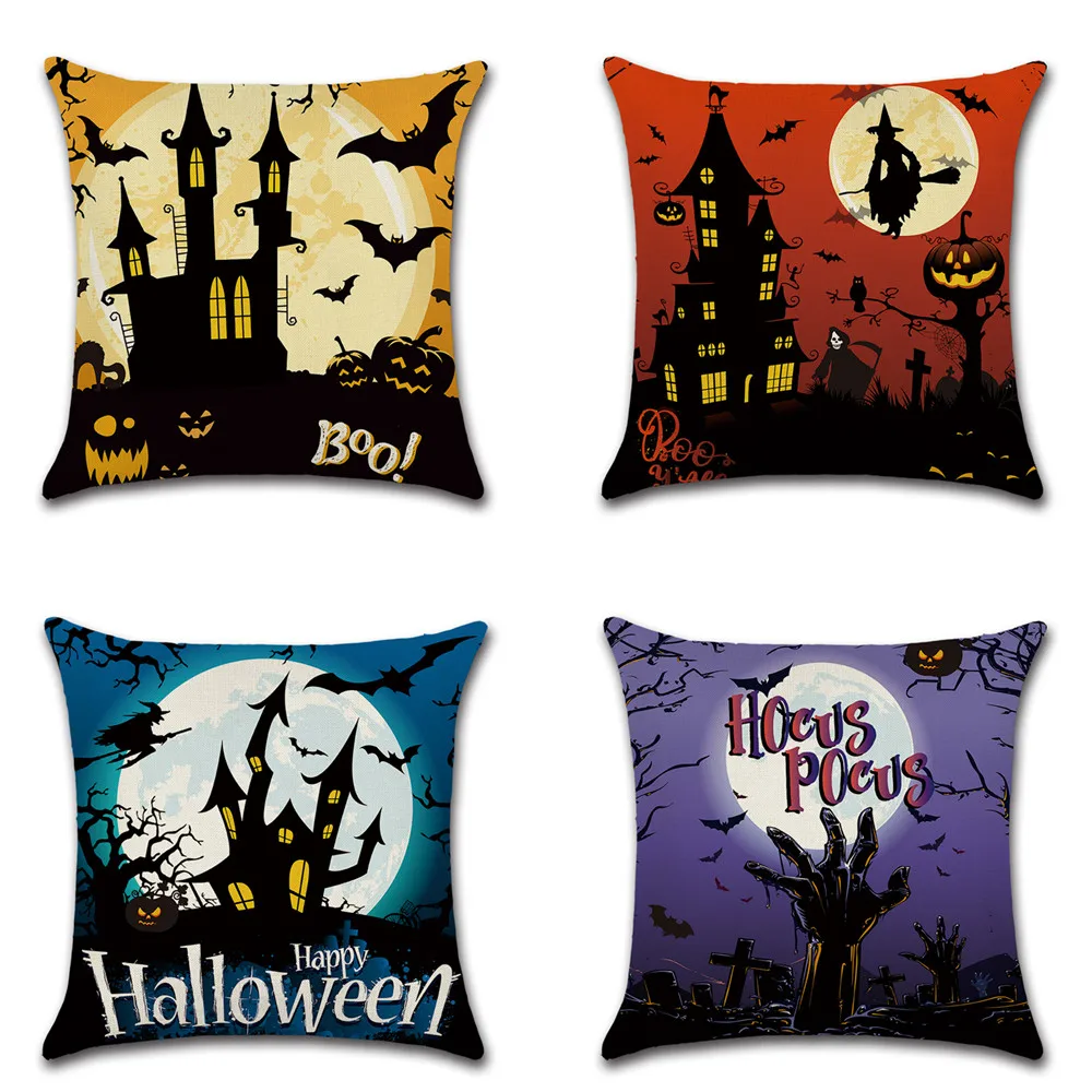 

Чехол для автомобильной подушки на Хэллоуин с изображением замка Луны летучей мыши тыквы фонаря