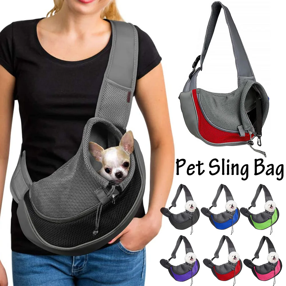 

Pet Dog Cat Sling Carrier Breathable Travel Safe Sling Bag Puppy Kitten Outdoor Mesh Oxford Single Comfort Handbag Tote Pouch
